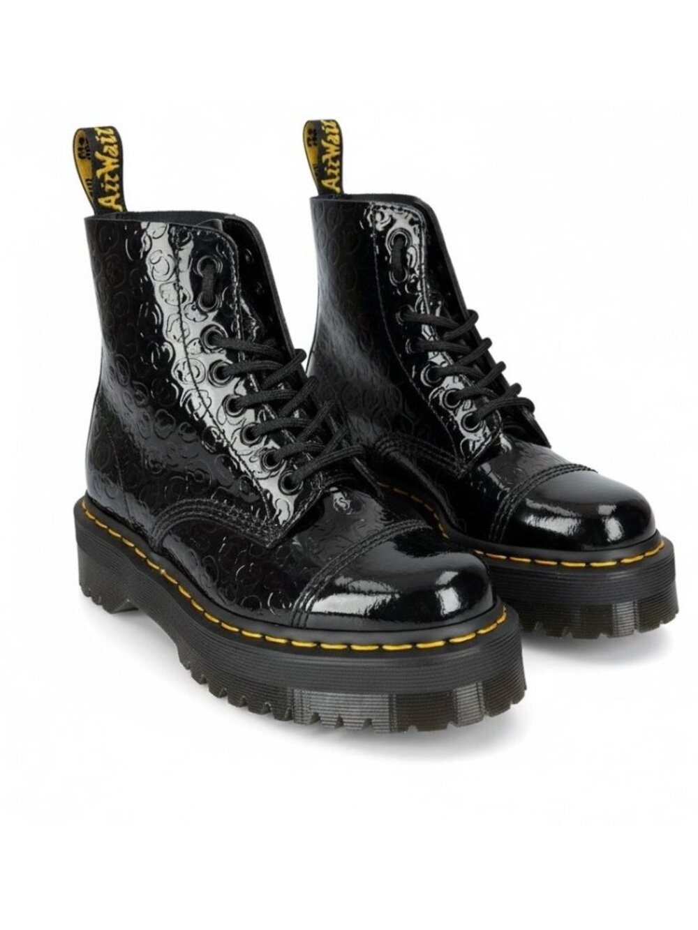 Dr. Martens Sinclair Patent Leather Black Cheetah Platform Boots EU 37 US 6 NEW